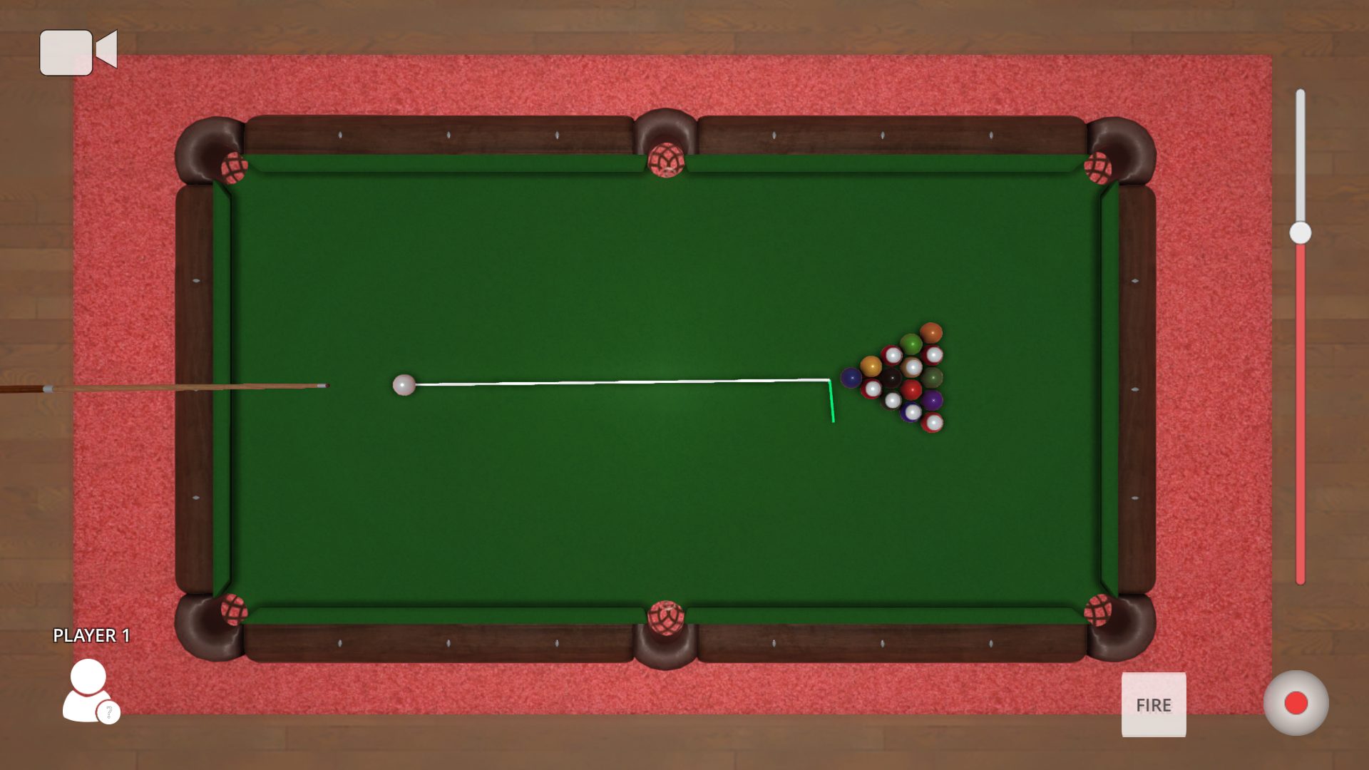 First generation of the billiards asset from 2017: a top-down break shot in a standalone build.