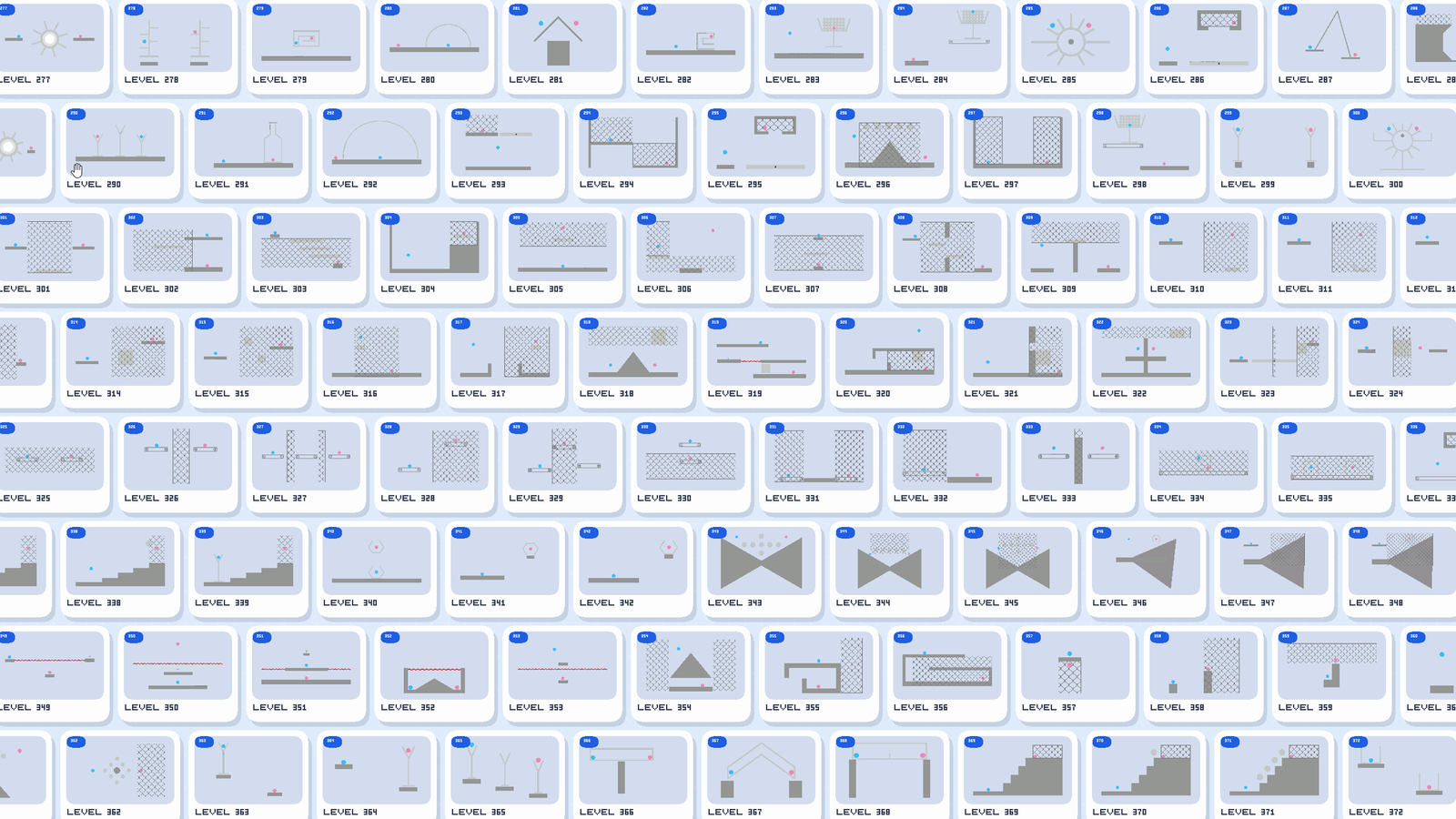 Drawing Game level library overview showing many puzzle cards.
