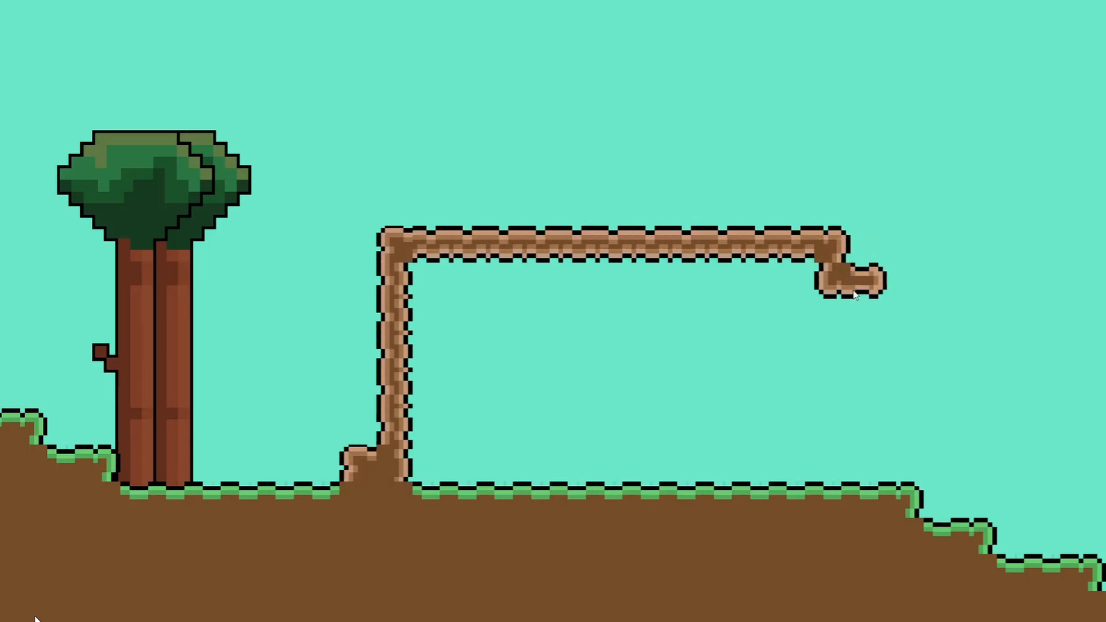 Marching Squares close-up showing blended terrain edges, tree placement and bridge tiles.